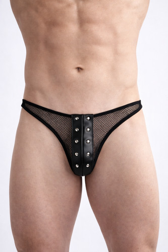 Mens sexy fishnet faux leather - sexy,